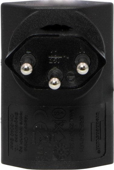 Brennenstuhl Winkeladapter T12 zu T13 – Flachstecker, 230 V, 10 A, drehbar 300° – Schwarz