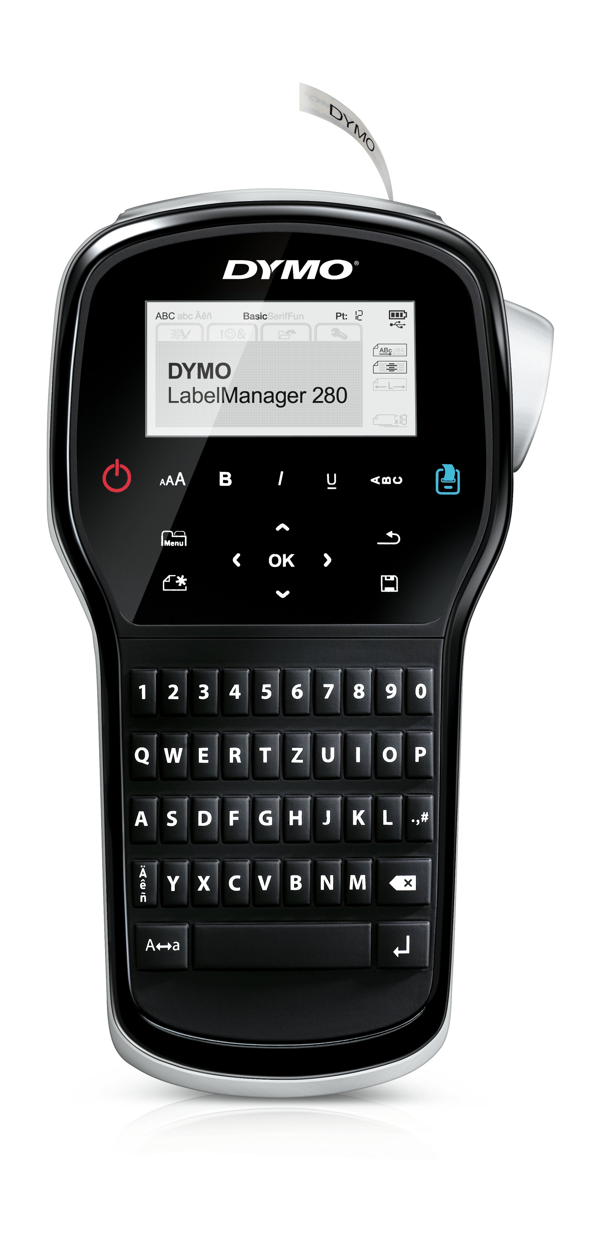 DYMO LabelManager 280 – Beschriftungsgerät für D1-Bänder 6–12 mm, USB, wiederaufladbar