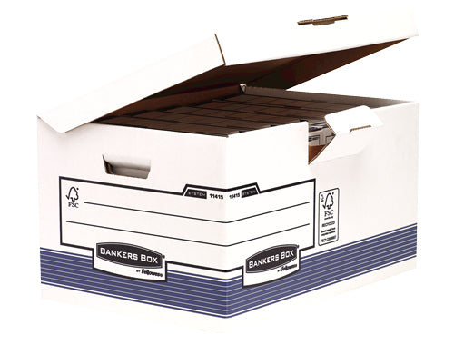 Fellowes Bankersbox System Archivschachtel – mit Klappdeckel, 390 × 310 × 560 mm, blau, Karton, 10er Pack