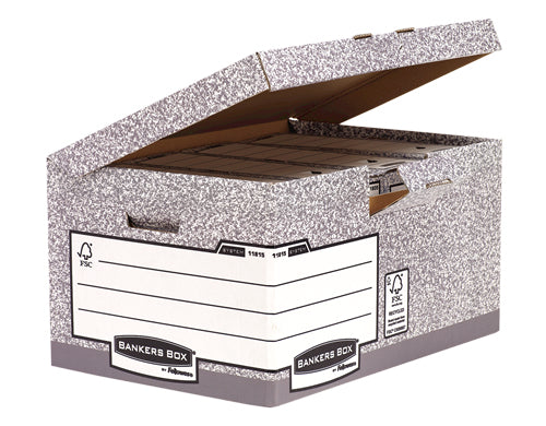 Fellowes Archivschachtel – mit Klappdeckel, 390 × 310 × 560 mm, Grau, Karton, 10er Pack