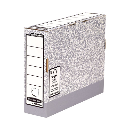 Fellowes Archivschachtel – für A4, B 85 × H 327 × T 265 mm, mit verschliessbarer Lasche, grau
