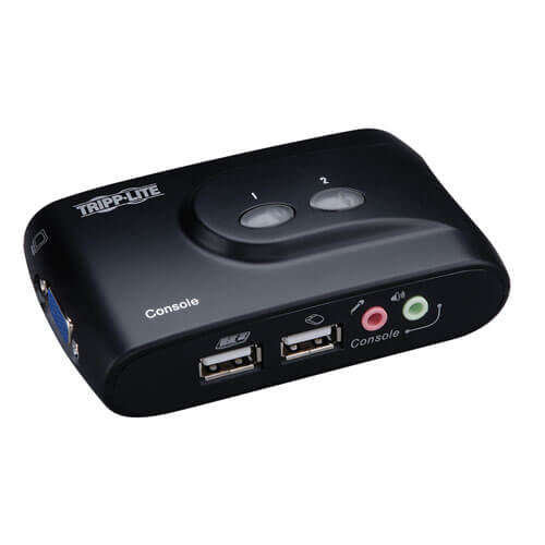 Tripp Lite B004-VUA2-K-R – 2-Port VGA KVM-Switch – 2048 × 1536, USB 2.0-Hub, Audio