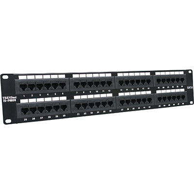 Trendnet TC-P48C6 Patchpanel Cat.6 (Klasse E) – 48× RJ‑45, 250 MHz, 2U, schwarz