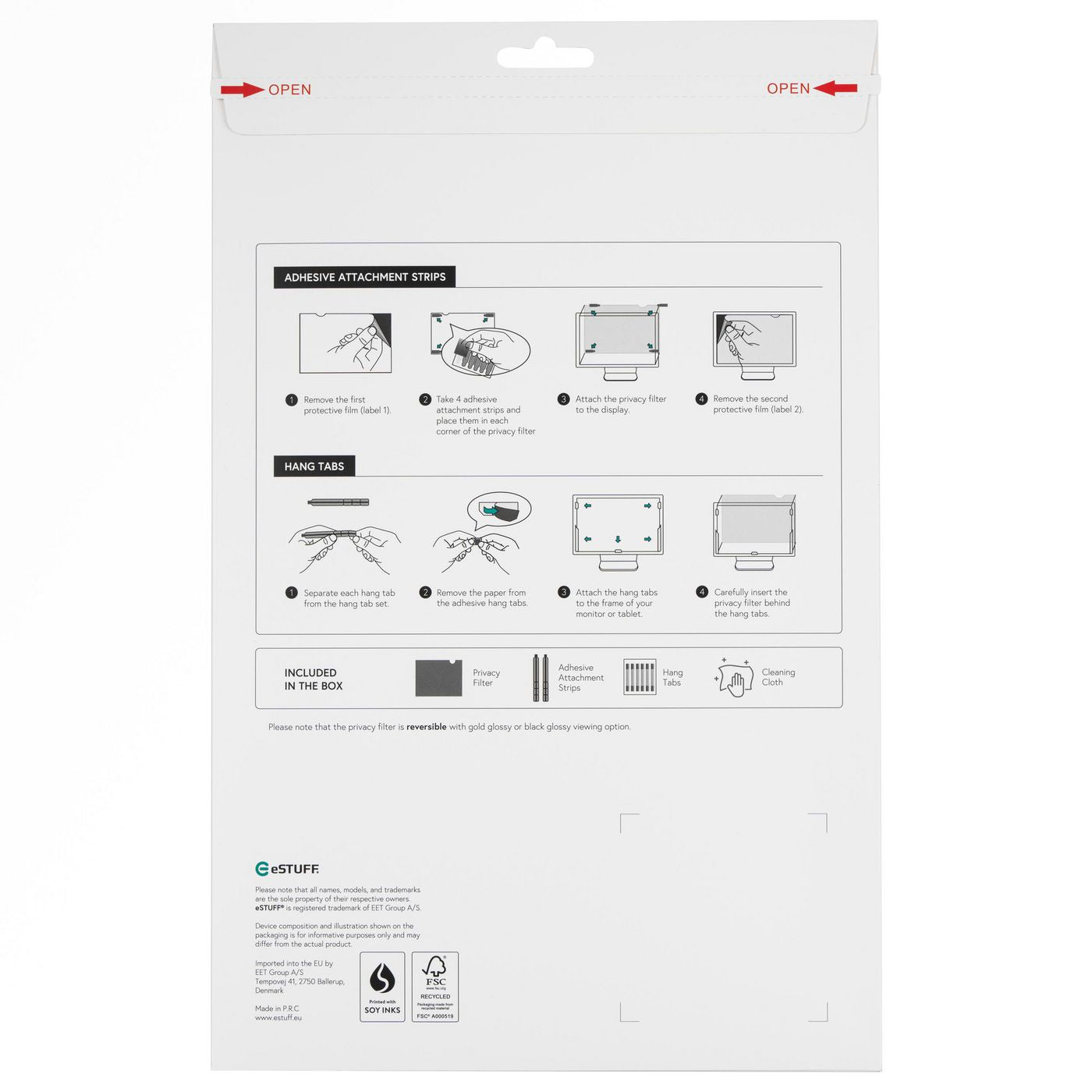 eSTUFF Blickschutzfilter für Laptop 12,5", 16:9 – 277 × 156 mm, Gold