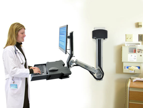Ergotron SV Sit-Stand Combo Arm Arbeitsfläche – Monitorarm, Silber