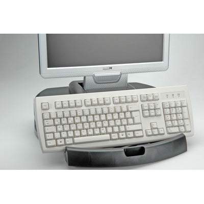 ROLINE Trend – Monitor-Tischständer – freistehend – 1 Monitor – bis 20 kg/Monitor – 2 Schubladen – Grau