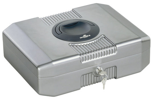 Durable EUROBOXX Geldkassette – 352 × 276 × 120 mm, Zylinderschloss, Grau, Stahl