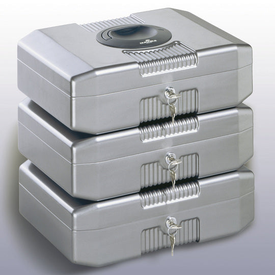 Durable EUROBOXX Geldkassette – 352 × 276 × 120 mm, Zylinderschloss, Grau, Stahl
