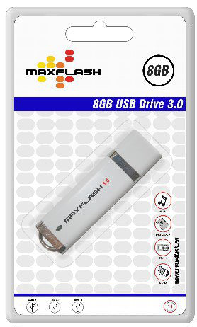 MaxFlash USB-Stick 8 GB – USB-A USB 3.2 Gen 1, 45/25 MB/s, mit Kappe, Weiss