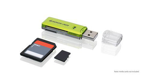 iogear SD/MicroSD/MMC Kartenleser – microSD, SD/SDHC, SDXC, USB 2.0 – für Windows, Mac OS X – Grün