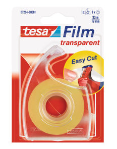 TESA Büro-Klebeband – permanent, klar, Kunststoff, 19 mm × 33 m, Kern Ø 26 mm