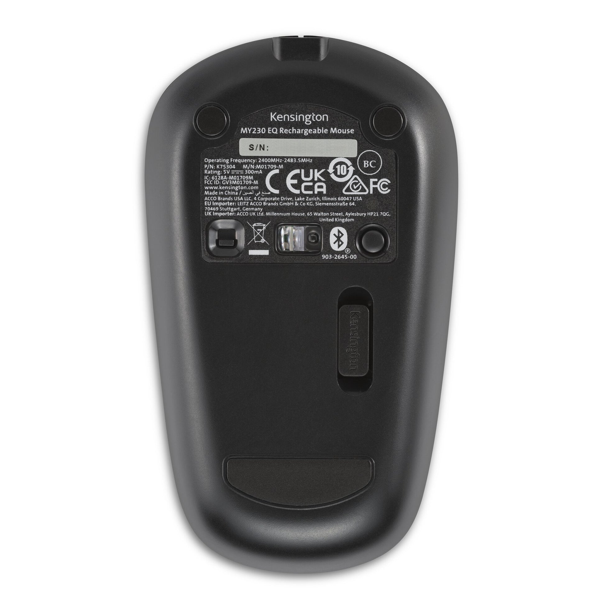 Kensington MY230 EQ – Maus – Kabellos (Bluetooth/2,4 GHz), 1200 DPI, beidhändig, Schwarz