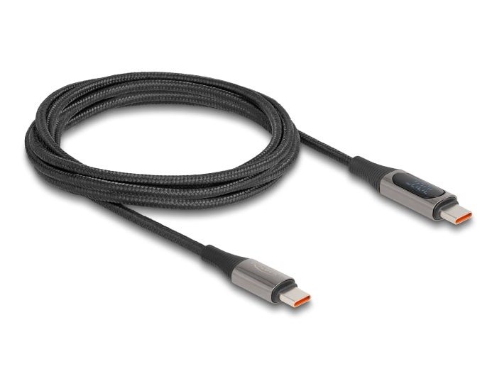DeLOCK USB-C auf USB-C Kabel – USB 2.0 (480 Mbit/s) – 2 m – PD 100 W – Geflochten – Schwarz