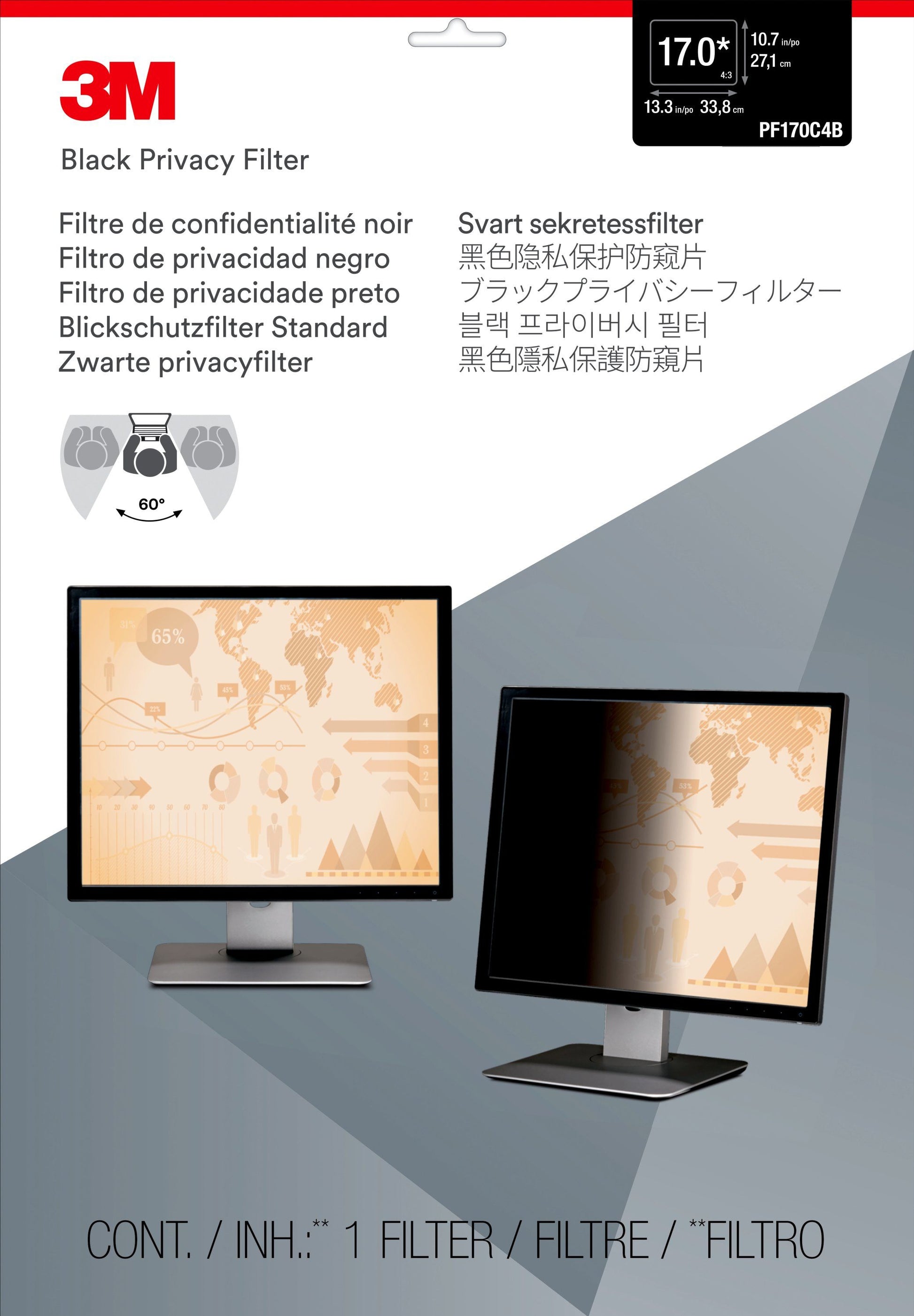 3M Blickschutzfilter für Monitor 17,0", 5:4 – 338 × 271 mm