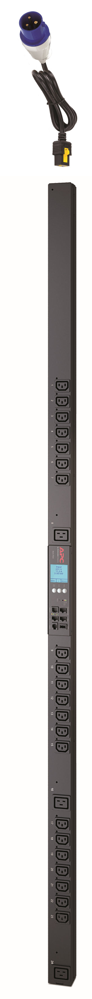 APC Rack PDU 2G Metered 0U 16 A/3680 W 230 V – C13×21, C19×3 – IEC309 – senkrecht – schwarz