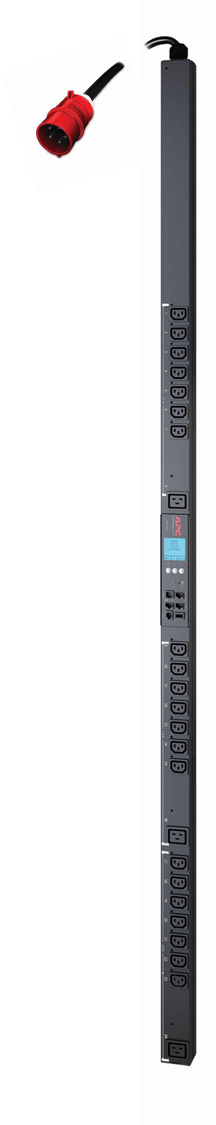 APC Rack-PDU – Ausgangsmessung, Senkrecht 0U, 16 A 230 V, 21×C13 + 3×C19, 1,83 m