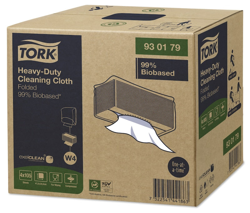 Tork Reinigungstücher, extra stark, 1-lagig – für Tork W4 Spender, weiss, 35,5 × 10,5 cm, 420 Stk.