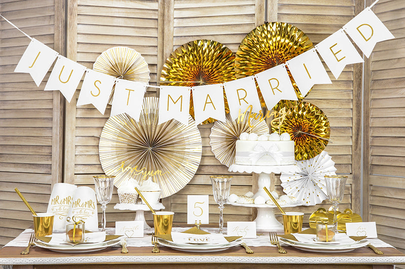 PartyDeco Servietten Punkte, 33 × 33 cm, gold/weiss – 20 Stk.