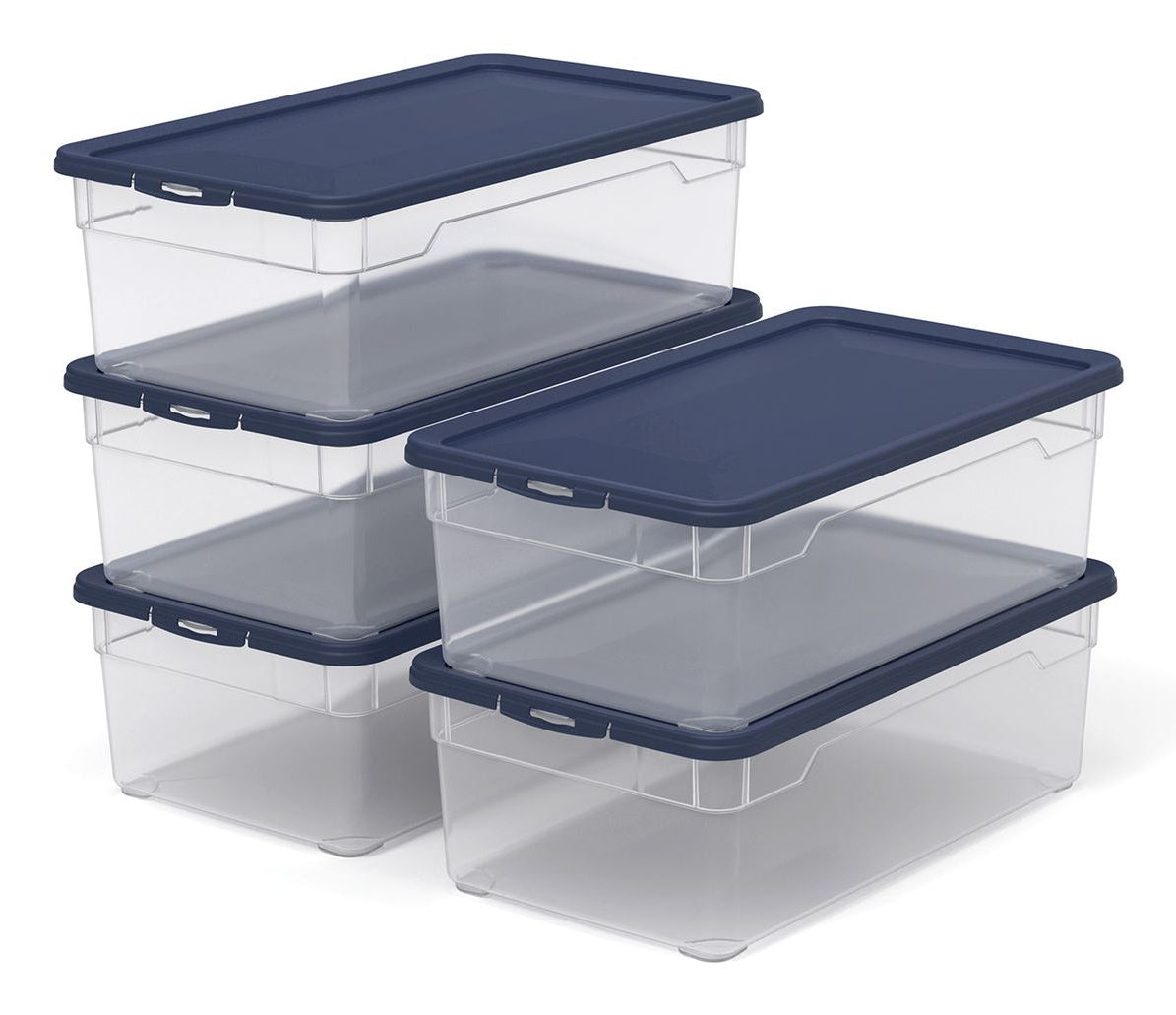 Rotho Aufbewahrungsbox – Kunststoff, Transparent, 19 × 11 × 33,5 cm – 5er-Pack