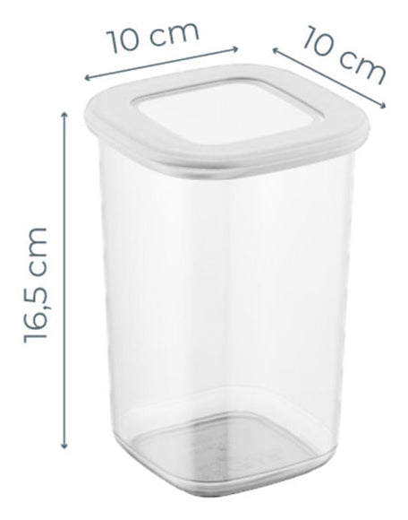Hermia Vorratsdose 1,2 l, 10 × 10 × 16,5 cm, Polypropylen (PP), transparent/weiss