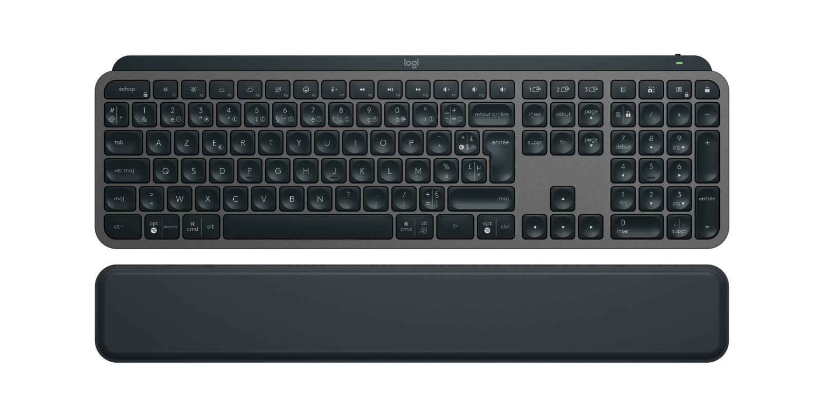 Logitech MX Keys S – Tastatur, kabellos (Bluetooth/2,4 GHz), FR-Layout – für Windows, macOS & iPadOS u. a.