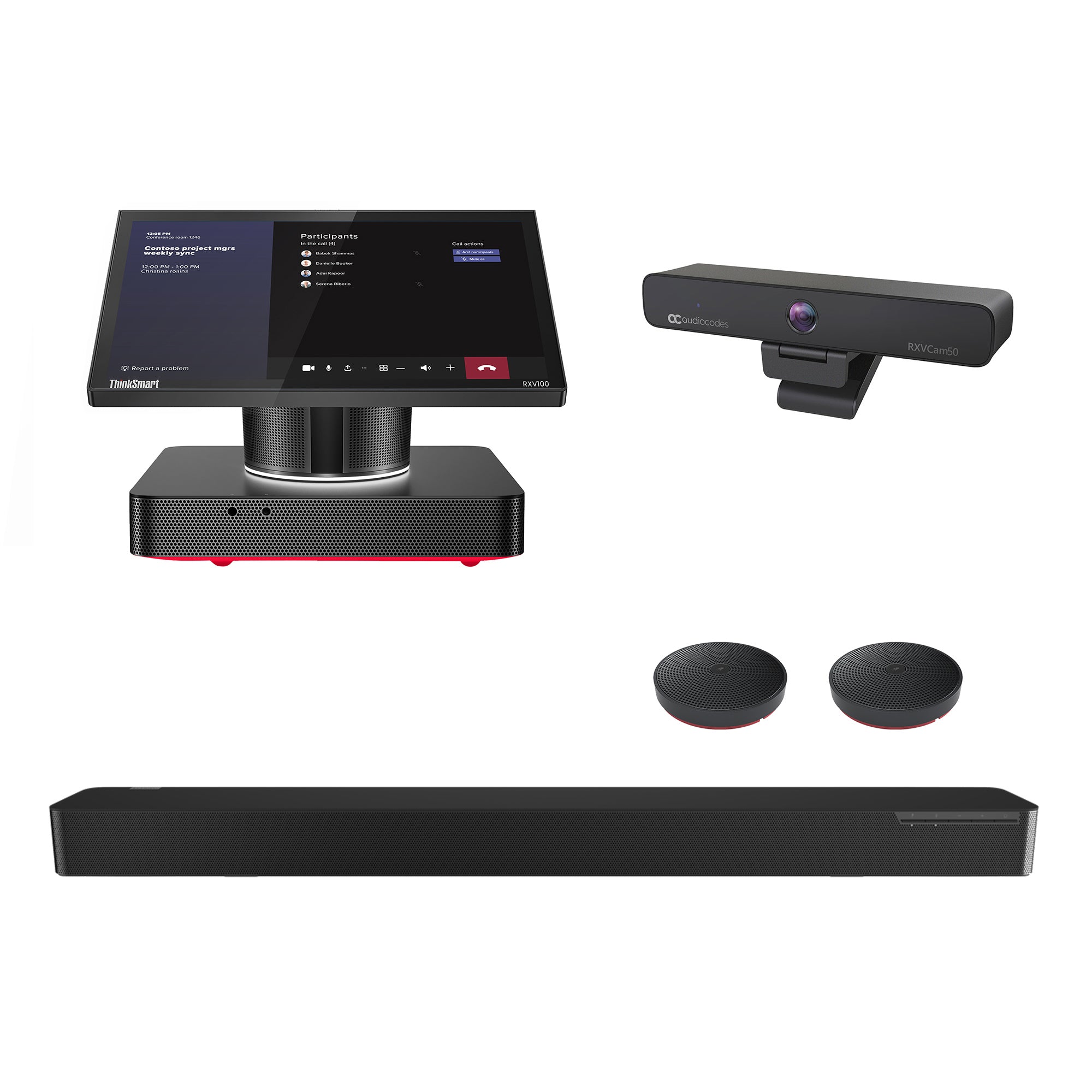 AudioCodes RXV100-B42 – Videokonferenzsystem – Full HD, 126° FOV, für bis zu 16 Personen, Schwarz