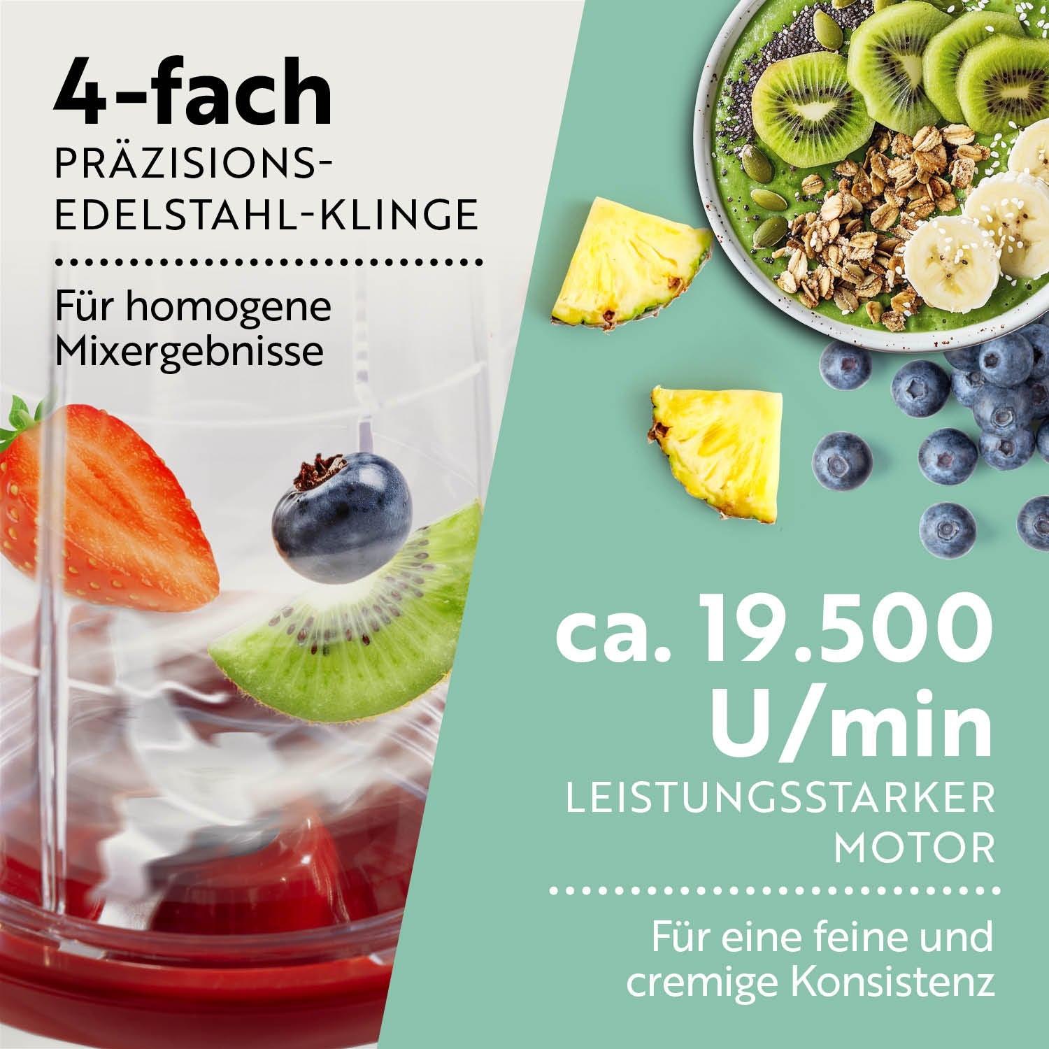 Gourmetmaxx Smoothie-Mixer Mr. Magic – 0,5 l, 250 W, spülmaschinenfest – rot/weiss