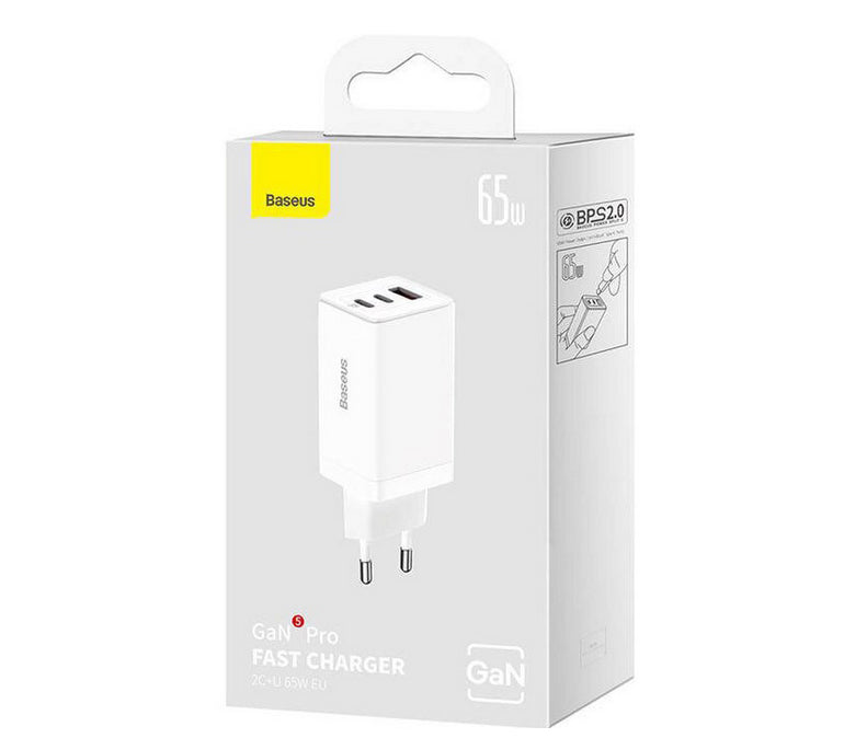 Baseus GaN 5 Pro Ladegerät – 65 W, 2× USB-C + 1× USB-A, PD 3.0