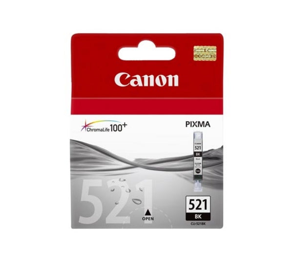 Canon CLI-521 BK Schwarz Tintenpatrone (Original) – 350 Seiten – für PIXMA iP3600/MX870