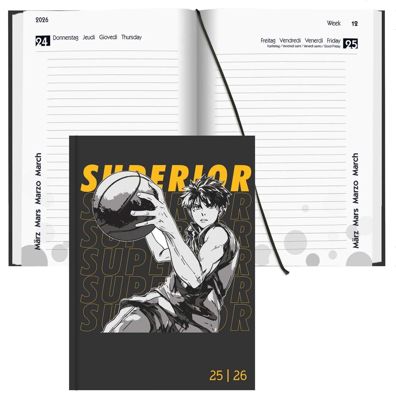 Biella mydiary Schüleragenda – 1 Tag/Seite, gebunden, 12 × 16,5 cm, Aug–Jul, Sport, FSC