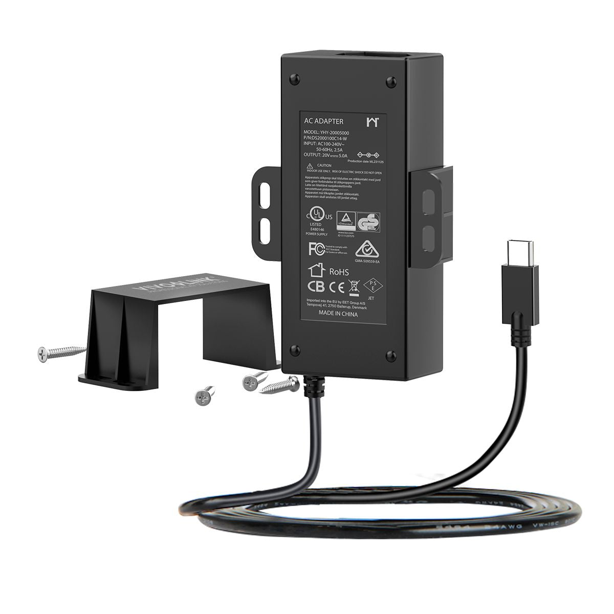 Vivolink VLUSBCPWR100 USB-Ladegerät 100 W – USB-C×1, PD, EU-Stecker (Typ C), UK-Stecker (Typ G)