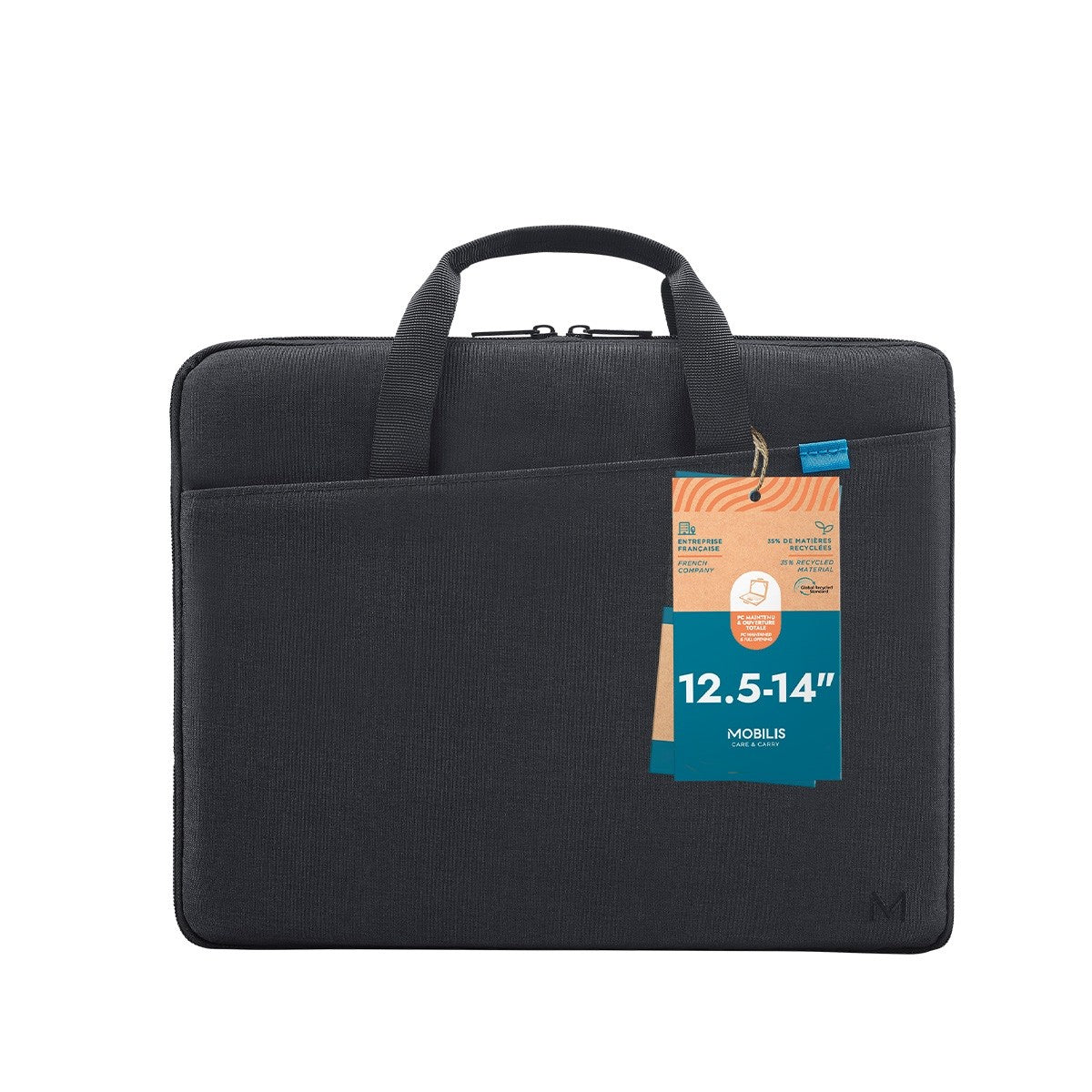 Mobilis Notebook-Tasche bis 14" – 35% recyceltes Polyester, wasserdicht – Schwarz