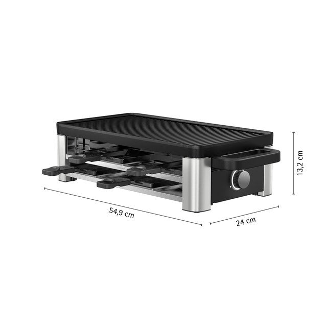 WMF Raclette-Grill LONO SELECTION FOR 8 – 1500 W, keramikbeschichtete Grillplatte – schwarz/edelstahl
