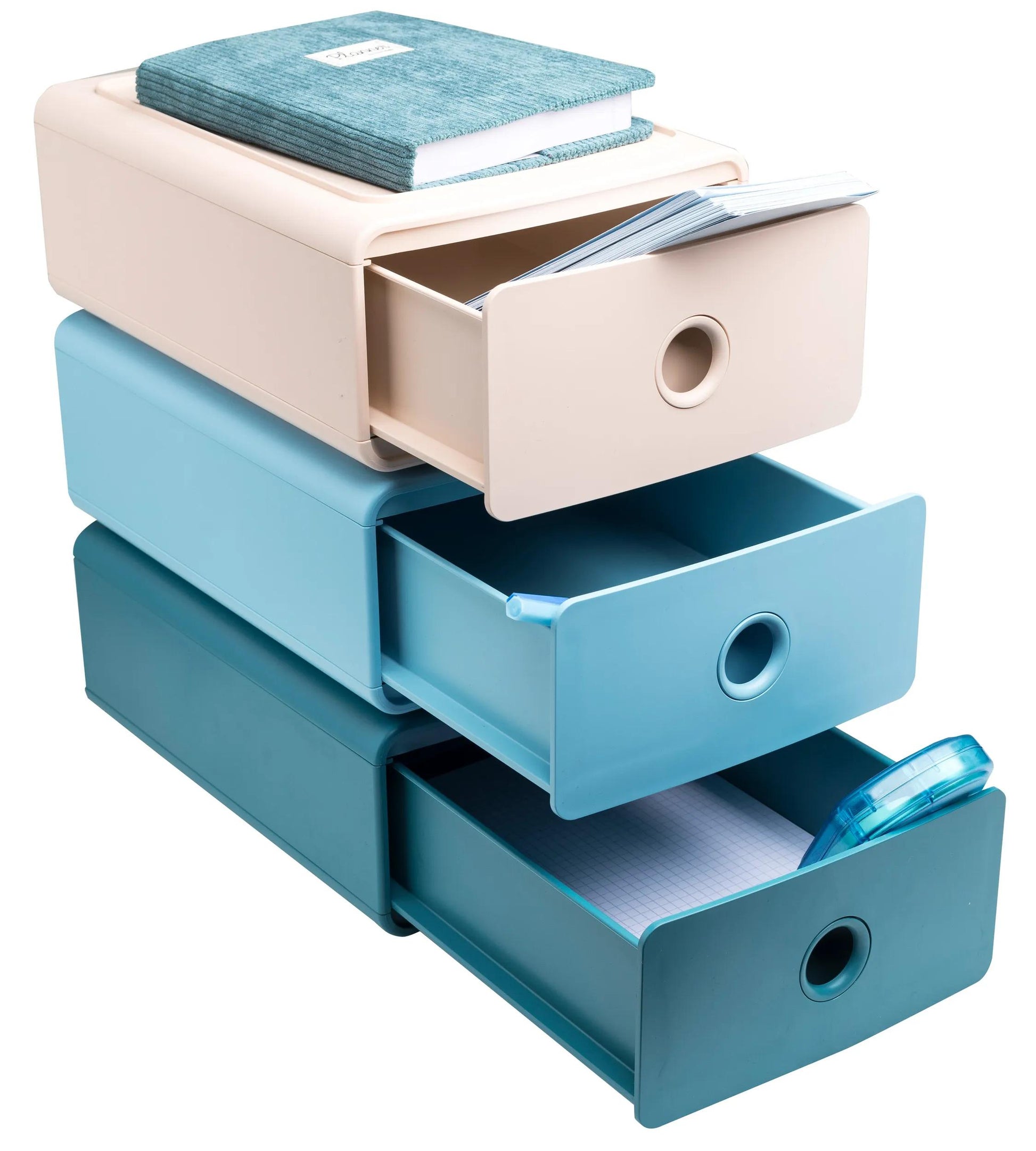 Exacompta SKANDI Schubladenelement – 1 Schublade, für A5+, stapelbar, rosa, Polystyrol (PS)