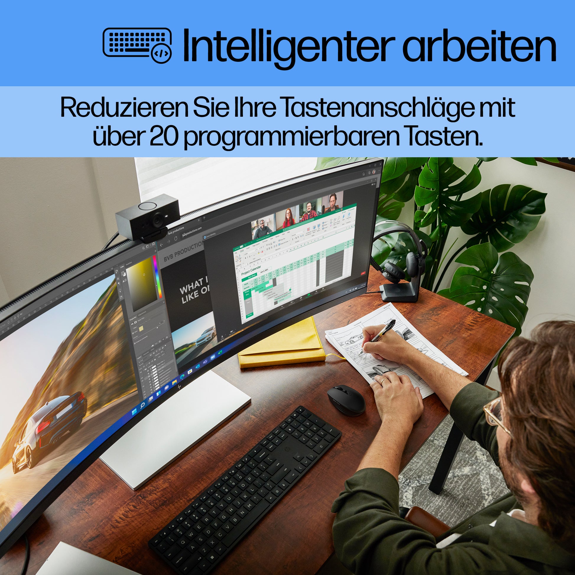 HP 650 – Tastatur- und Maus-Set – 2,4 GHz USB-A (Empfänger) – Membran – Schwarz – für PCs mit USB-A