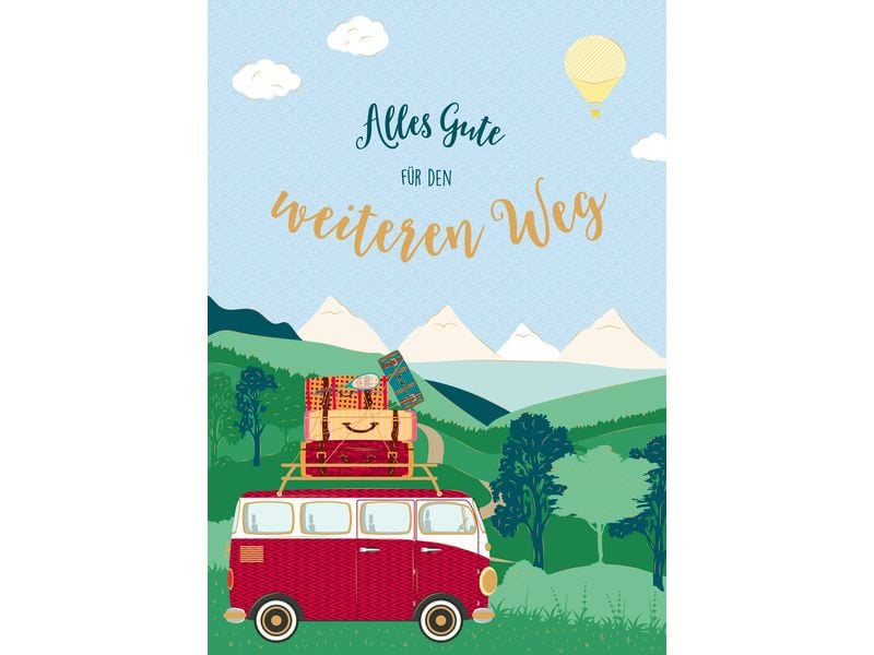 ABC Abschiedskarte – 235 × 305 mm, mit Couvert, Bus mit Koffer, mehrfarbig – 1 Stk