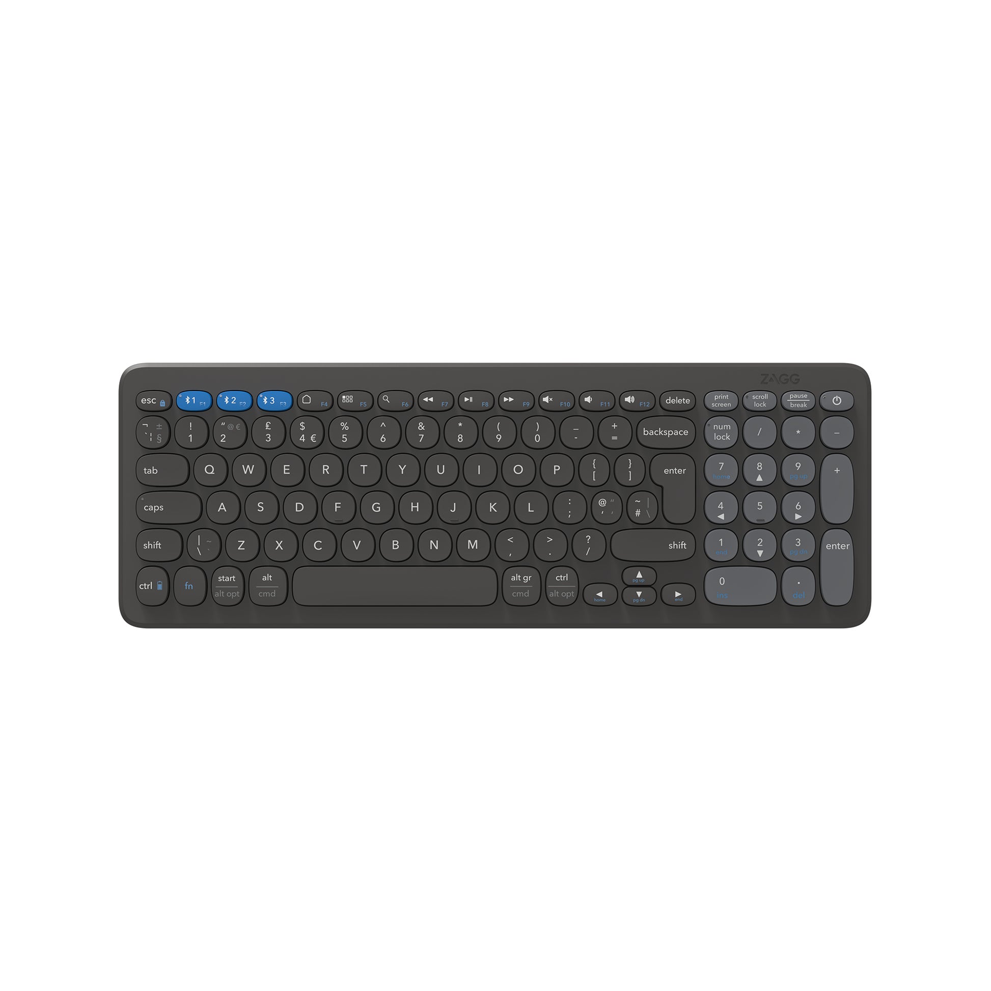 ZAGG Pro Tastatur, UK-Layout (EN), Dunkelgrau