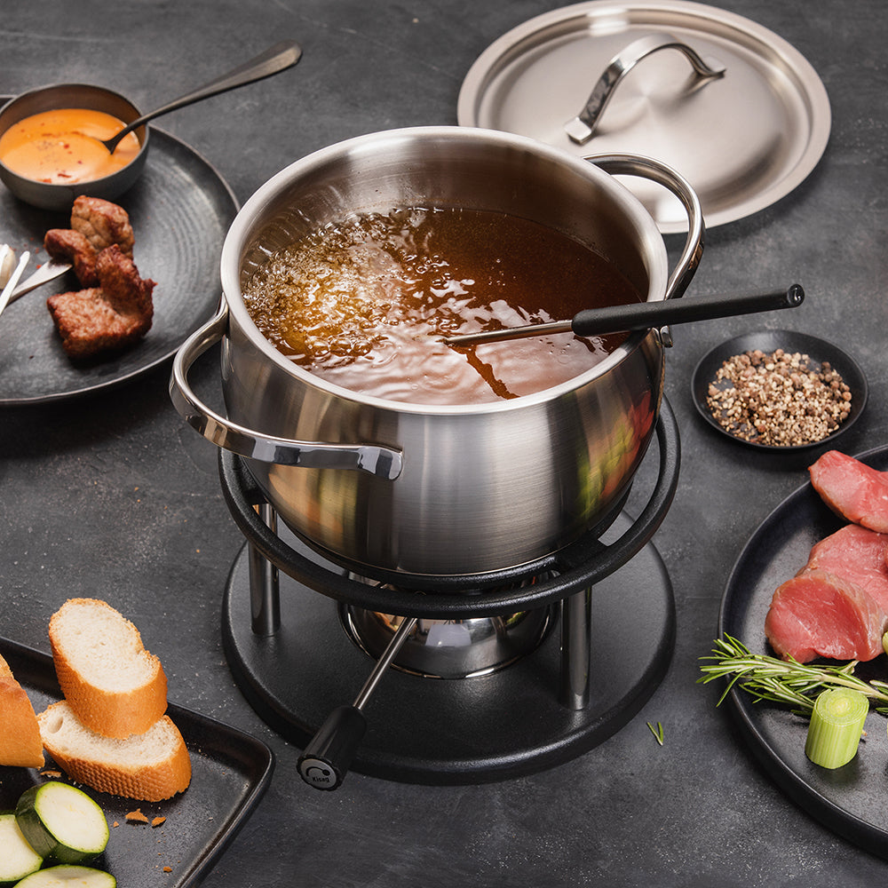 Kisag Caquelon Verbier – Ø 16 cm, Edelstahl, für Weinfondue, Glaskeramik, 6 Personen