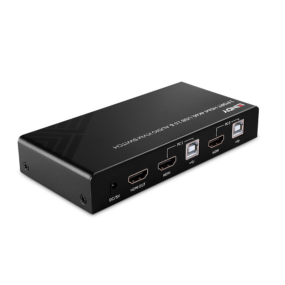 Lindy KVM-Switch 2×1, HDMI/USB 2.0/Audio, 4K60 (3840 × 2160)