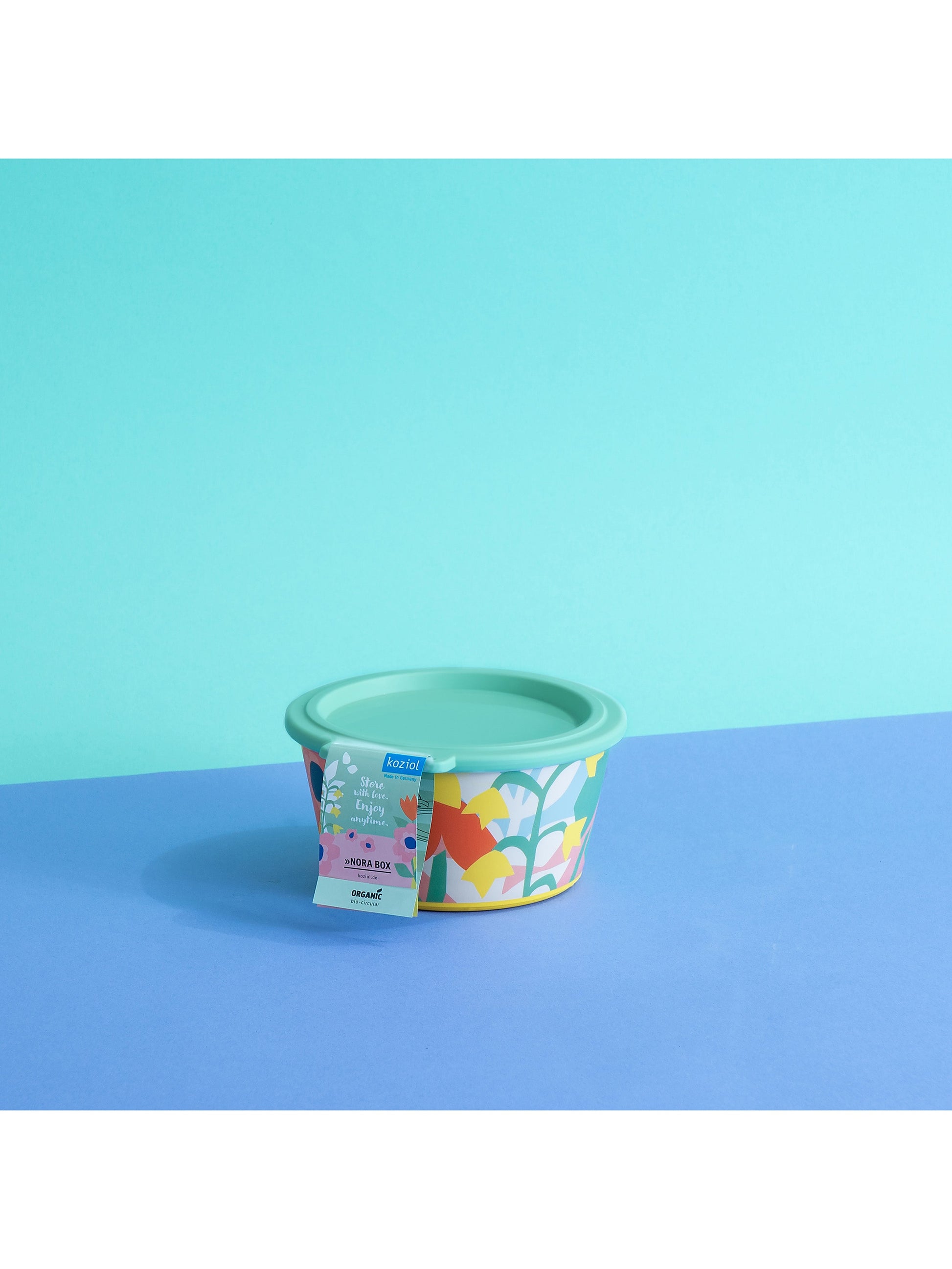 Koziol Schüssel Nora – 700 ml, Ø 14,7 cm, H 7,8 cm, Kunststoff (biozirkulär), mit Deckel, spülmaschinenfest