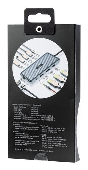 ONIT F01354 Dockingstation – USB-C, 2× DP, 1× HDMI, 4× USB-A, 3,5 mm, 100 W PD, GbE, für Windows/Mac/ChromeOS