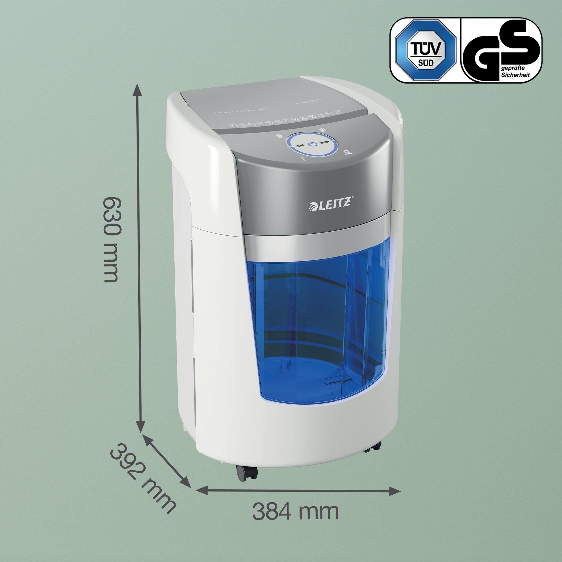 Leitz IQ OptiMax 350 – Aktenvernichter, DIN P-5, Mikroschnitt 2 × 15 mm, 8 Blatt, 22 l, A4
