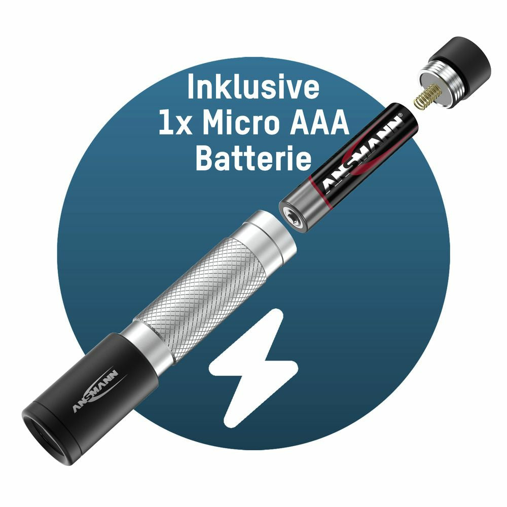 Ansmann Taschenlampe Daily Use 50B – 55 lm, 36 m, IPX4, Batteriebetrieb, 2 Stufen – Schwarz