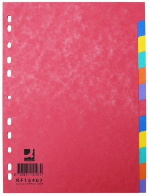 Q-Connect Register – für A4, Karton, blanko, 12-teilig, mehrfarbig, 11-fach