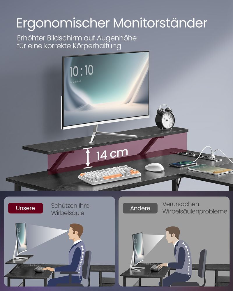 Vasagle LWD095B01 – Gaming-Tisch, 150 × 120 cm, schwarz