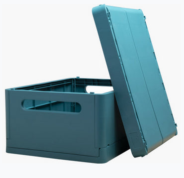 Exacompta Aufbewahrungsbox B 375 × H 163 × T 275 mm – für A4+, zusammenklappbar, mit Tragegriff, blau