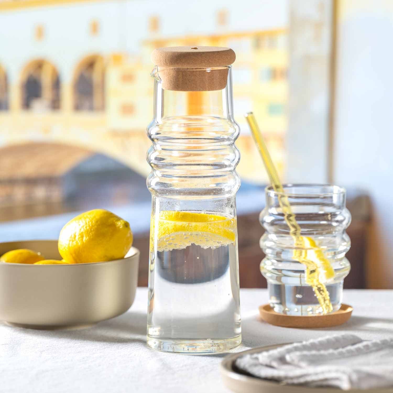 LEONARDO Sole Karaffe – 0,9 l, Borosilikatglas, Transparent, Korkstopfen, spülmaschinenfest
