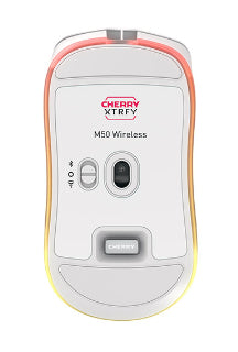 CHERRY XTRFY M50 – Gaming-Maus – Kabellos (Bluetooth/2,4 GHz), 12000 DPI, RGB-Beleuchtung, rechts, Weiss