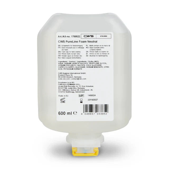 CWS PureLine Schaumseife Neutral – für PureLine Schaumseifenspender – 8 × 600 ml