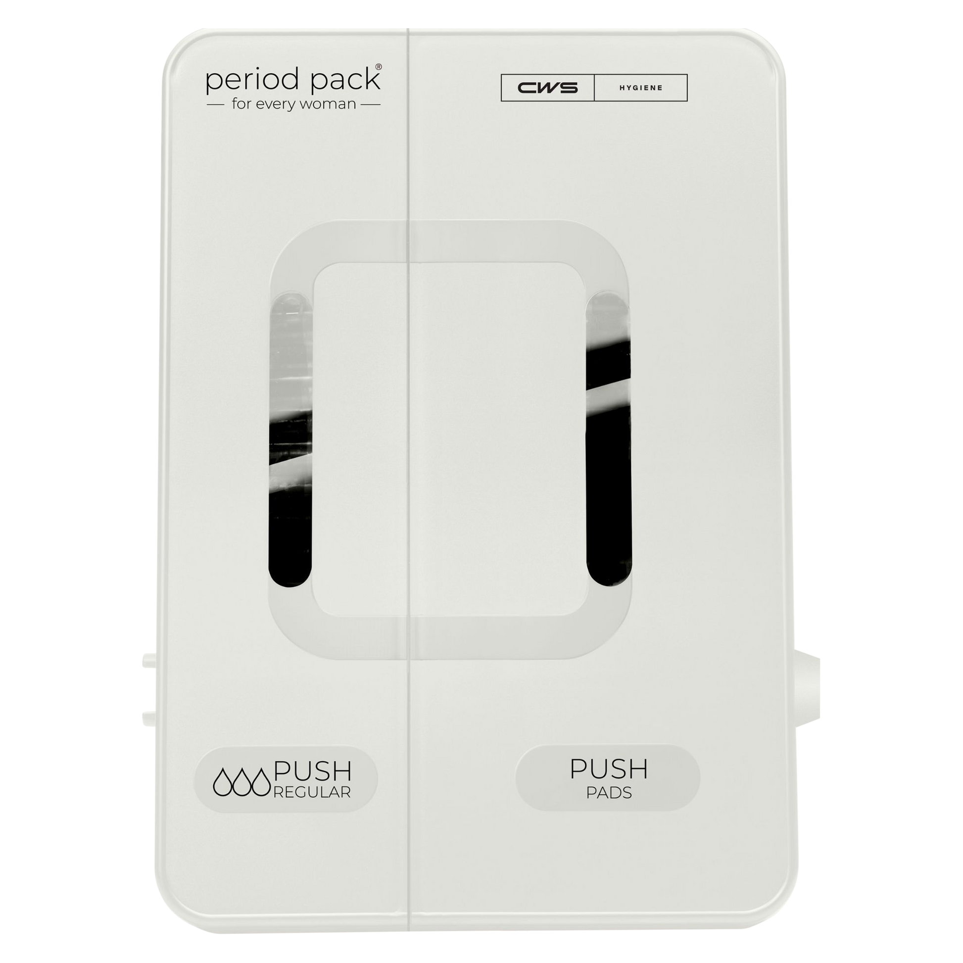 CWS Period Pack – Hygienebeutelspender – Kunststoff, für Tampons und Binden, abschliessbar, mit Sichtfenster